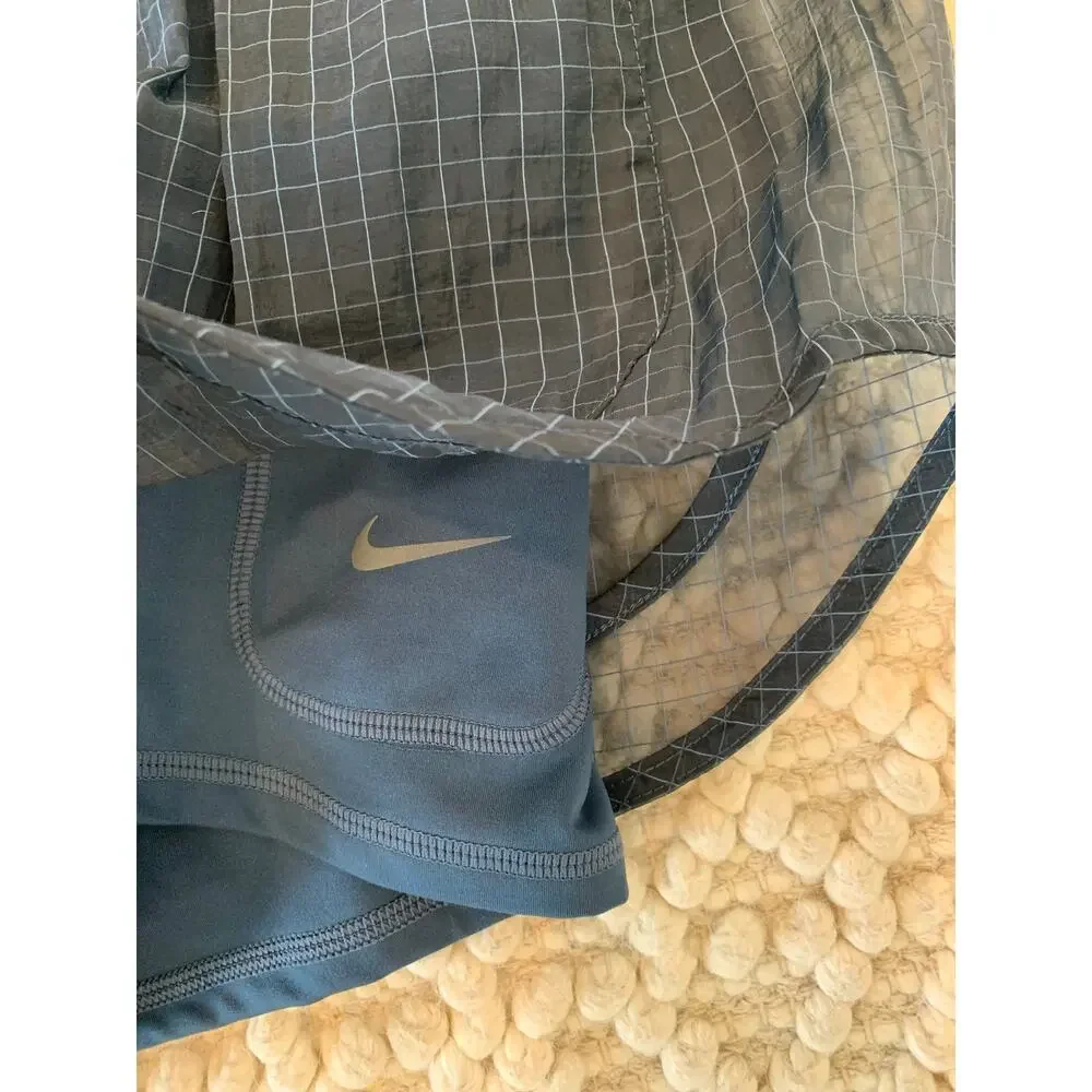 Nike Running Division Dri-FIT 2-in-1 Shorts Armory Navy Grid Pattern Size Medium